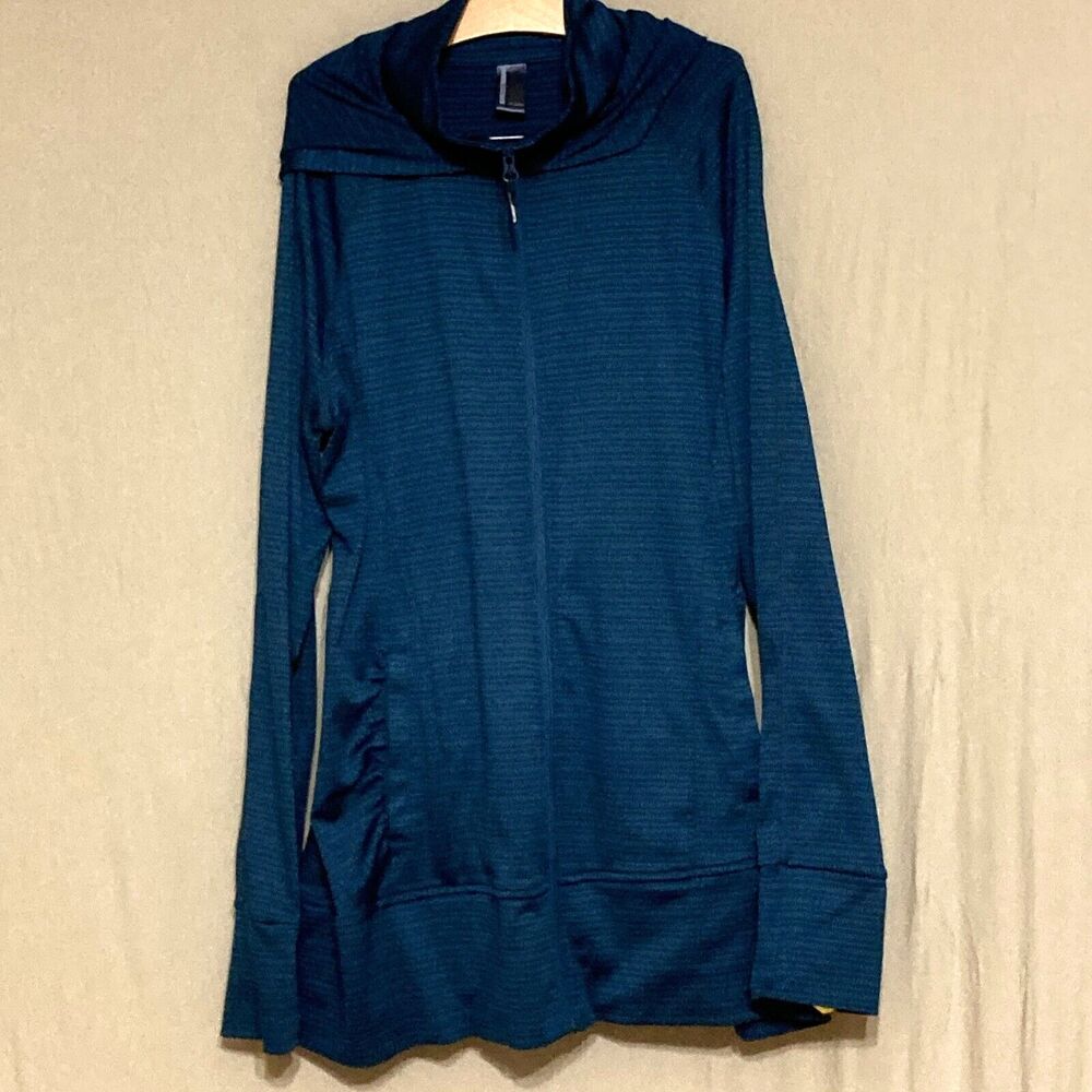 Mondetta Teal and Black Tunic Length Full Zip Hoodie XXL